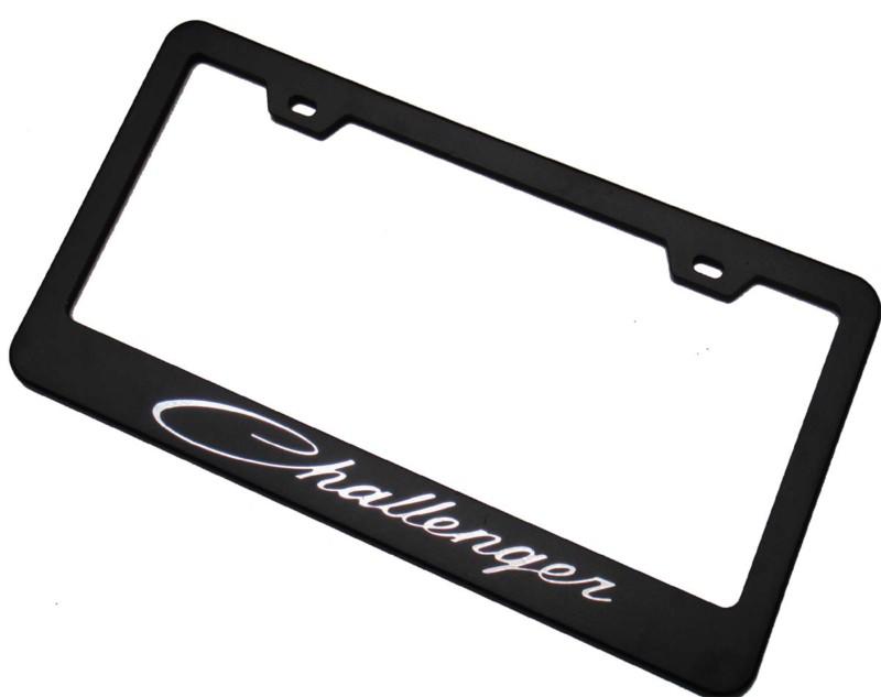 Challenger black metal license plate frame + 2 free caps