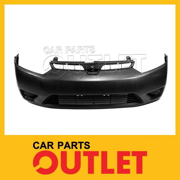 2006-2008 civic front bumper raw black smooth plastic non primed dx/lx coupe 2dr