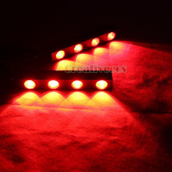 2x red 4leds high power bright tail brake backup reverse parking light lamp lens