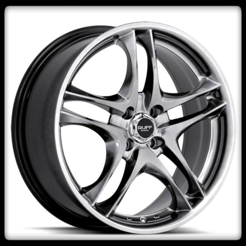 15" x 6.5" ruff racing r380 hyper black 4x100 integra aveo civic mr2 wheels rims