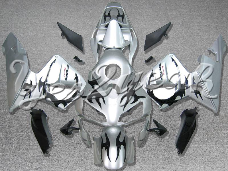 Injection molded fit 2003 2004 cbr600rr 03 04 flames silver fairing zn709