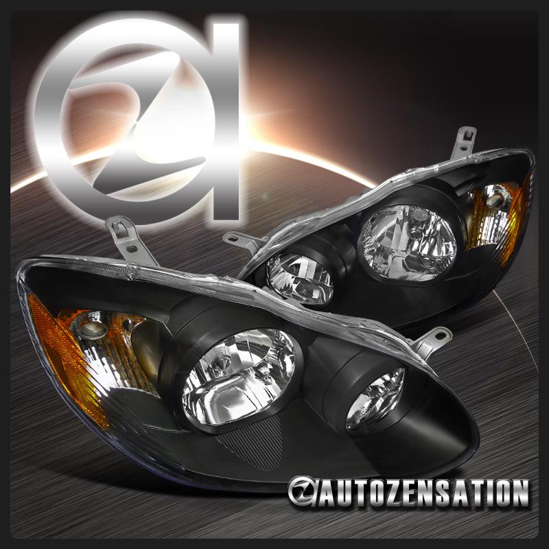 03-08 toyota corolla ce le 4door sedan jdm crystal black headlights