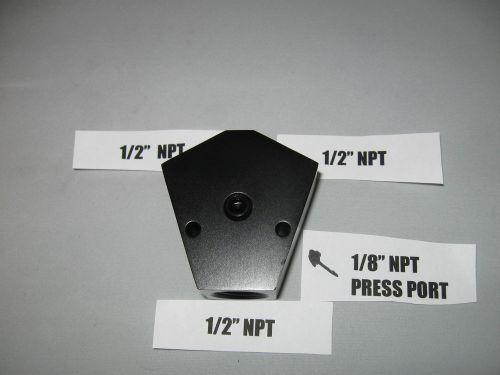 Aluminum y block 1/2&#034; npt female full flow with pressure port