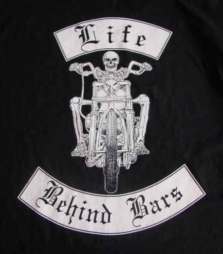 New &#034;life behind bars&#034; rocker skull biker   t-shirt   l ,xl,xxl.