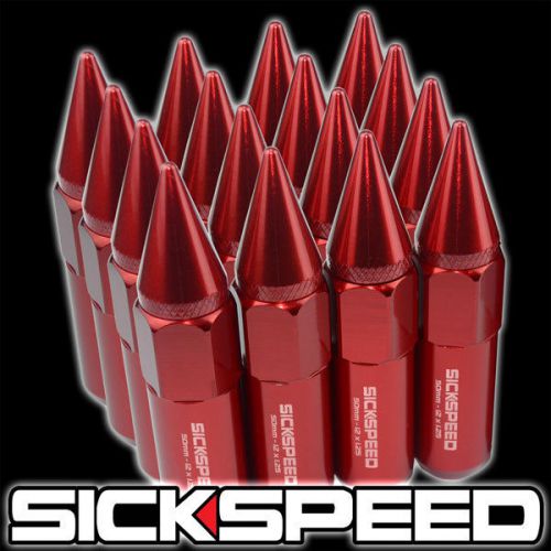 16 red spiked 60mm aluminum extended tuner lug nuts wheel/rims 1/2x20 l30