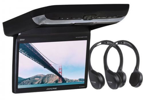 New! alpine pkg-rse2 110.2&#034; lcd overhead flip-down monitor screen w/ dvd player