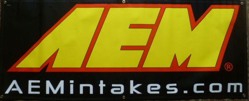 Aem racing banner vinyl 5&#039; long 2&#039; high size new with free race stickers