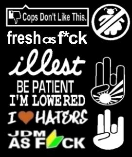 New set of 9 jdm decal shocker bear lowered fresh speedbumps hater car sticker 