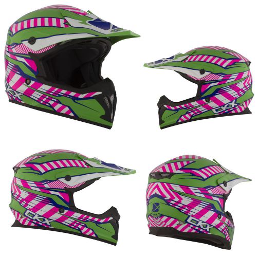 Mx motocross helmet ckx tx-696 fusion xlarge green/pink/white/blue mat adult