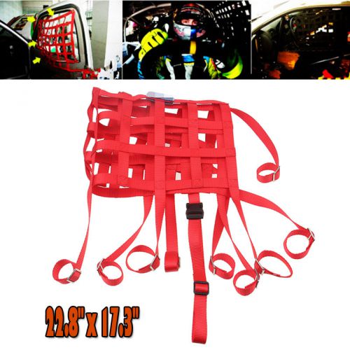 Red car interior window net racing safety equipment offroad durable nylon web