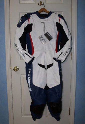 Authentic bmw motorrad mens onepiece leather doubler race suit 42 us wht/blu/red