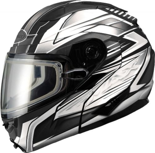 Gmax gm64s vortex full face modular snowmobile helmet matte black/white - 7 size