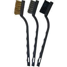 Toothbrush style detail brush 3 pack nylon brush steel brush brass brush