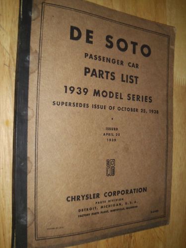 1939 desoto parts catalog / parts book / nice original de soto!!!