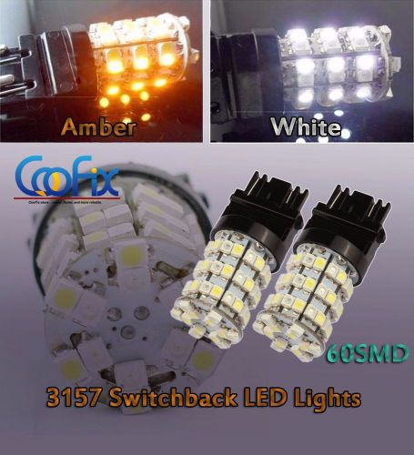 3157 dual color 60smd white amber switchback turn signal 2pcs led light bulbs us