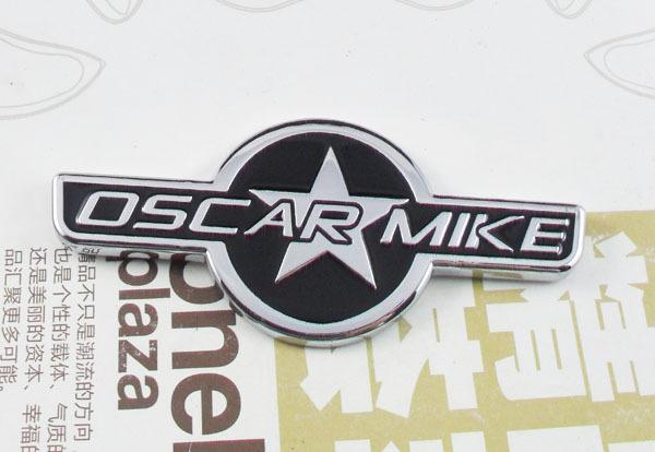 Metal auto car black oscar mike for wrangler emblem badge sticker