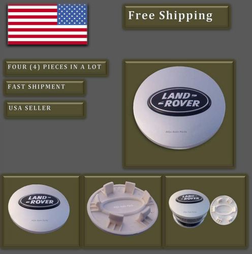 4 pc wheel center hub caps for land rover gray with black oval badge 2.5 inch