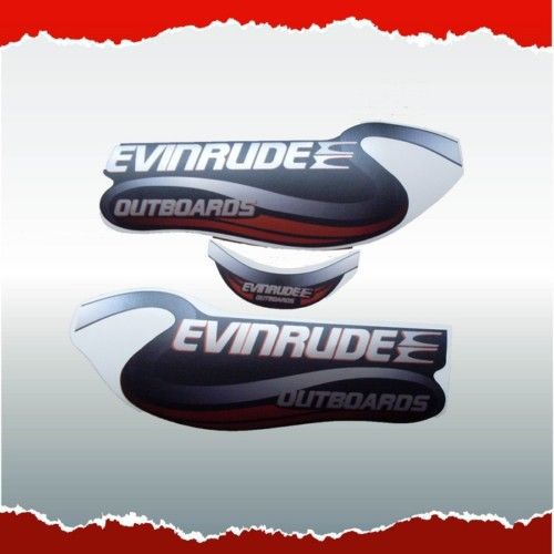 3x silver evinrude kit decals stickers outboard small