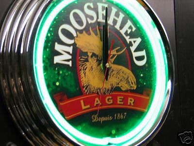Moosehead beer billiards pool garage man cave neon bar pub sign clock