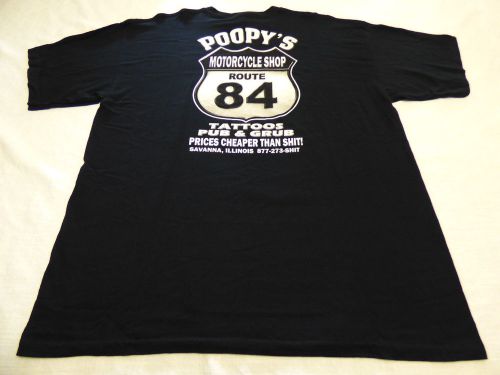 Poopy&#039;s pub route 84 motorcycle shop xl t shirt savanna, il new