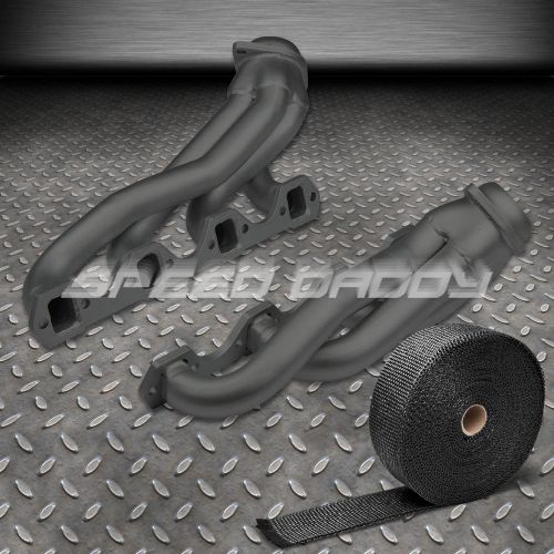 Fits 79-93 ford mustang 5.0 v8 stainless black coated exhaust header+heat wrap