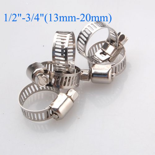 5pcs 1/2&#034;-3/4&#034; adjustable stainless steel drive hose clamps fuel line worm clip