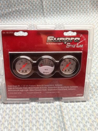 New sunpro three 1 1/2&#034; triple gauge kit cp8091