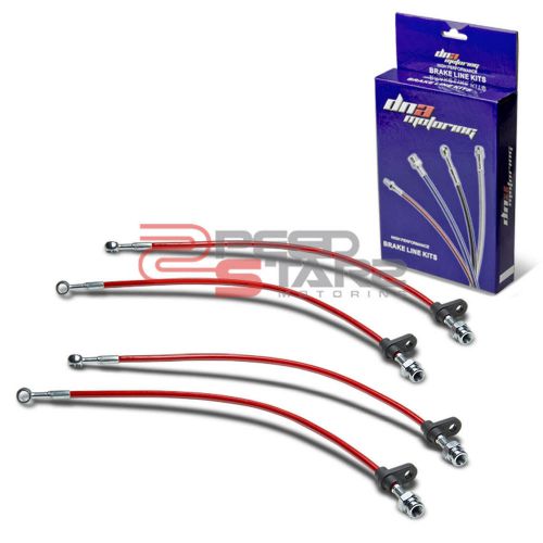 Accord cg red pvc coat stainless steel hose brake lines/cable front+rear disc