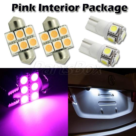 6 pink purple lights interior package for map t10+ dome 1.25"+ license plate led