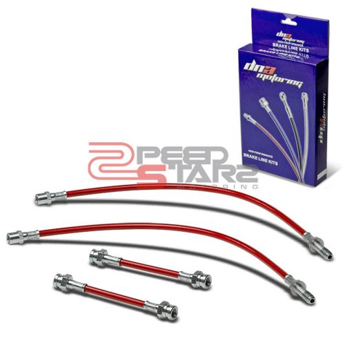 Stainless steel brake line/hose pvc coat 4pc 93-98 vw golf/jetta mk3 typ1h red