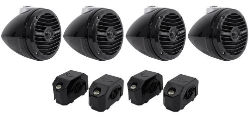 (4) rockford fosgate rm1652w-mb 600w 6.5&#034; mini wakeboard tower speakers+clamps