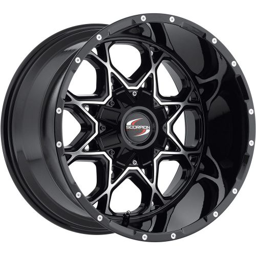 17x9 black machined scorpion sc10 6x135 &amp; 6x5.5 -12 rims lt35x12.50r17 tires