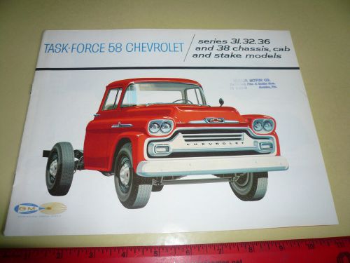 1958 chevrolet truck series 31 32 36 38 chassis &amp; stake body sales brochure -