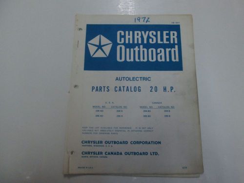 1972 chrysler outboard 20 hp parts catalog autolectric 204 205 hd h bd b factory