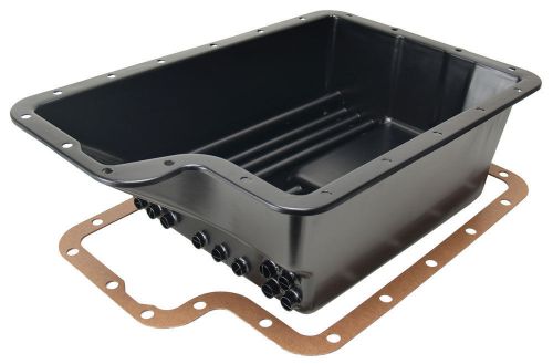 Derale black steel 6-1/8 in cooling trans pan 4r100/e4od/5r110/5r110w p/n 14208