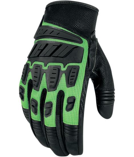 Icon hooligan mens leather motorcycle gloves green 3xl xxxl 3x