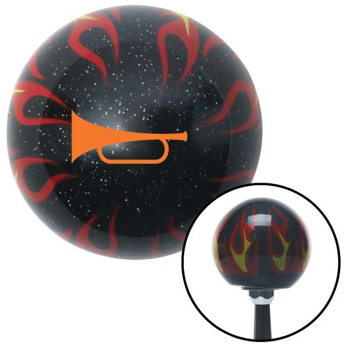 Orange horn trumpet black flame metal flake shift knob with m16 x 1.5