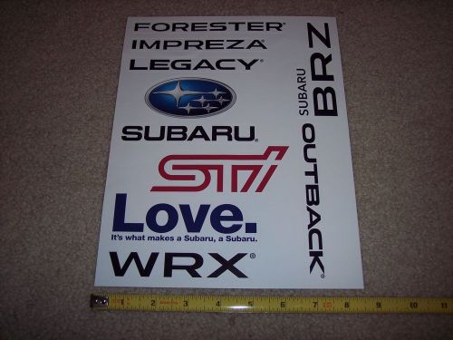 Subaru sticker sheet outback forester impreza legacy wrx brz sti awd fuji rally