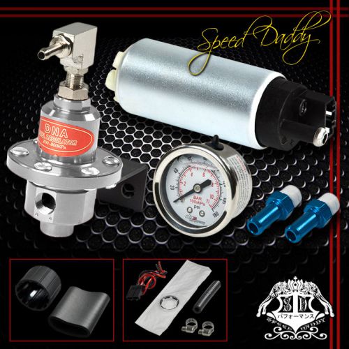 Universal 255 lph efi fuel pump/tank+160 psi pressure regulator+oil gauge silver