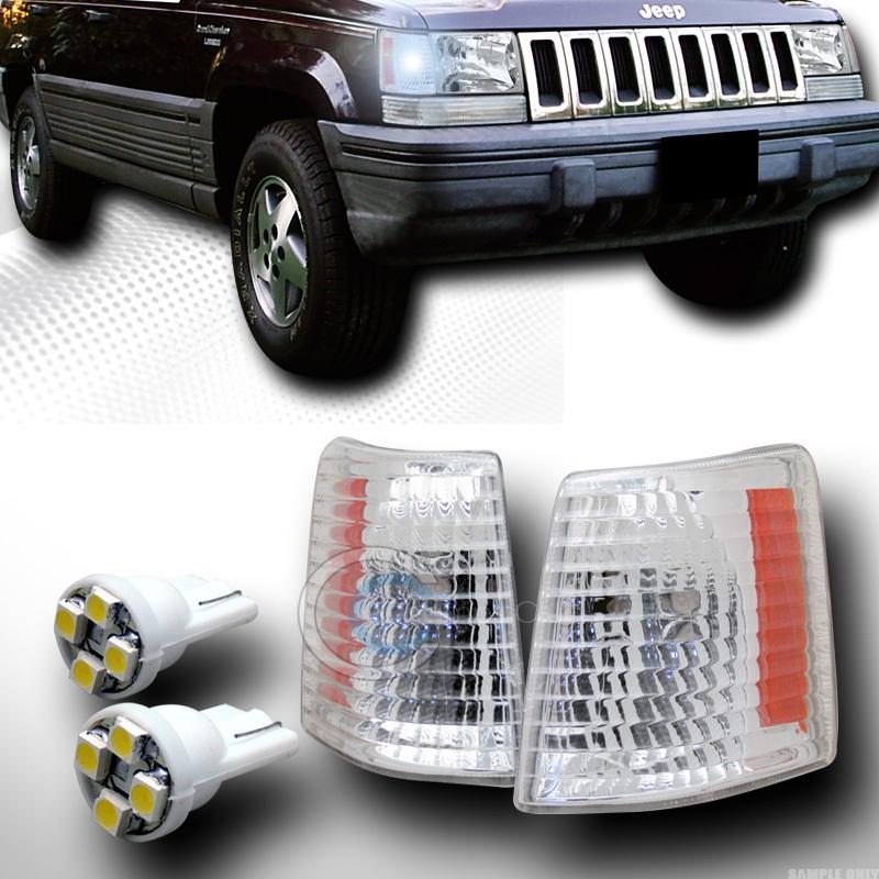 Clear parking corner lights amber k2+4 smd led bulbs 93-98 jeep grand cherokee