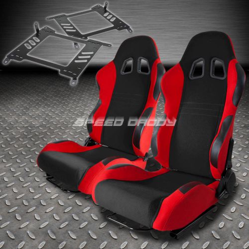 Pair type-7 reclining black red woven racing seat+bracket for 00-06 maxima a33