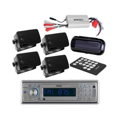 Plcd5mrbts marine cd mp3 receiver wireless bluetooth +800w amp 4 speakers /cover