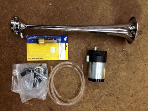 New single trumpet air horn kit w compressor, chrome brass afi-10105