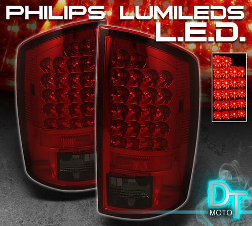 02-06 dodge ram pickup philips-led perform red smoked tail lights left+right