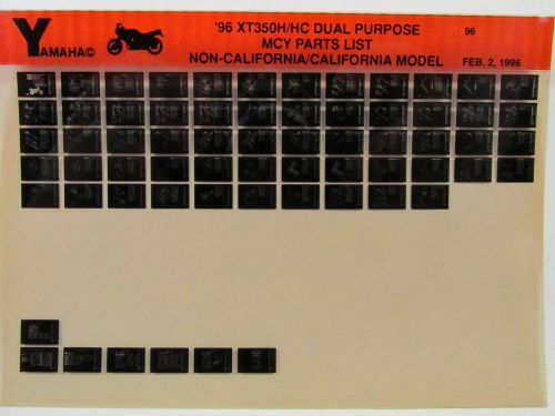 Yamaha xt350 dual purpose 1996 xt350h xt350hc parts list manual microfiche n62a