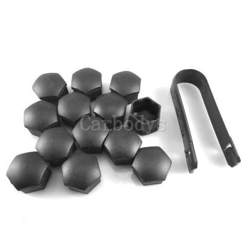 10 black wheel lug nut center cover caps &amp; tool for audi a1 a3 a4 a5 a6 a7 q5 q7