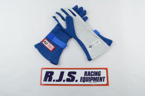 Rjs racing equipment sfi 3.3/5 2 layer nomex racing gloves large blue 20212-lg-3