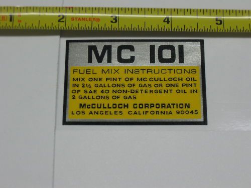 Mcculloch kart shroud decal mc101