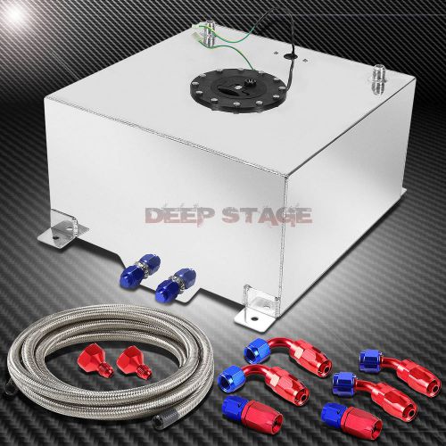 10 gallon/40l polished aluminum fuel cell tank+level sender+steel oil feed kit