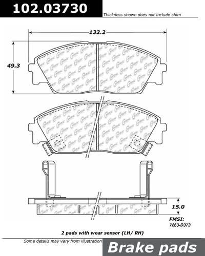 Centric 102.03730 brake pad or shoe, front-c-tek metallic brake pads